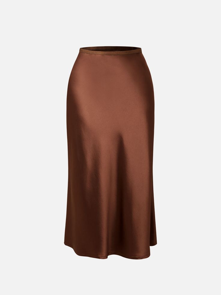 Silk-Like Satin Midi Slip Skirt Bias-Cut High Waisted Womens Skirt – OGLmove Silk Skirt Short, Silk Skirt Outfit, Modest Spring Outfits, Midi Slip Skirt, Brunette Hair With Highlights, Short African Dresses, Bias Cut Skirt, Slip Skirts, Satin Midi Skirt