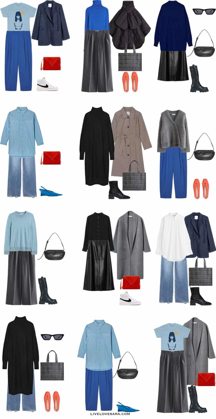 Blue Capsule Wardrobe, Edgy Capsule Wardrobe, Ribbed Pants, Classy Yet Trendy, Outfit Combos, Minimal Wardrobe, Packing Ideas, Capsule Wardrobe Outfits, Winter Work