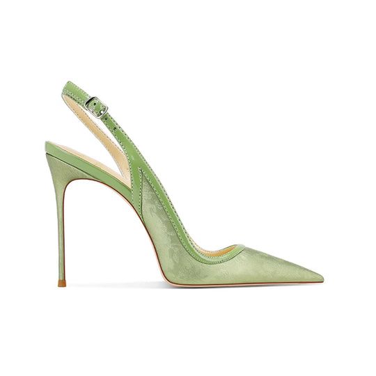 Black HERVO Slingback Mid Heel Sandals - 8cm | i The Label – I The Label Light Green High Heels, Green Kitten Heels, Classy High Heels, Heels Green, Green High Heels, Closed Toe Heels, Winter Heels, Shoes Heels Classy, Cute Shoes Heels