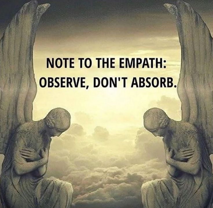 two angel statues sitting on top of clouds with the words note to the empath observe, don't absorb