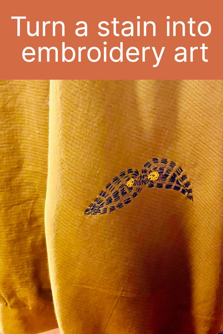 there are two bananas with designs on them and the words turn a stain into embroidery art