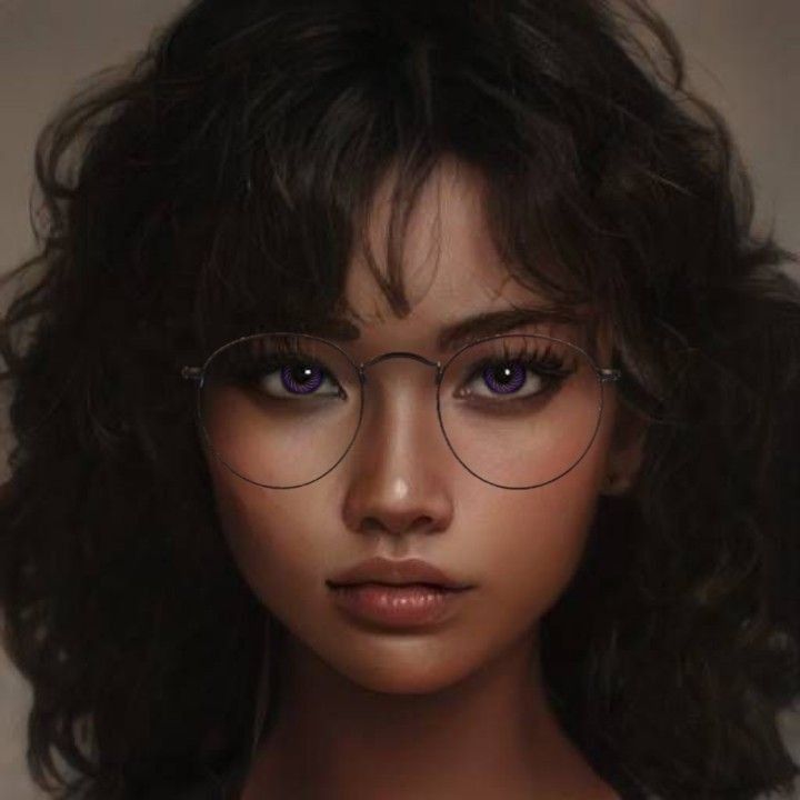 a woman with glasses on her face is shown in this digital painting style photo provided by the artist