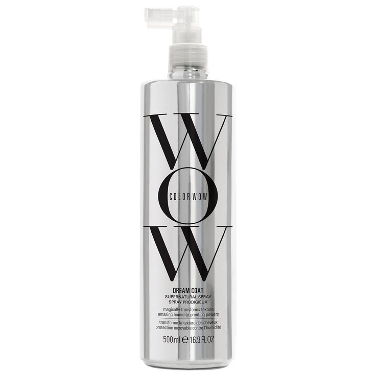 A spray that keeps straight, wavy, or curly frizz-prone hair silky, glassy, and frizz-free for days.Hair Texture: Straight, Wavy, and CurlyHair Type: Fine and MediumHair Concerns:- Frizz- Shine- Straightening and SmoothingKey Benefits: - Blocks humidity to prevent frizz- Leaves hair silky, supple, and glossy- Lasts up to three to four shampoosHighlighted Ingredients:- Proprietary Anti-Humidity Complex: Humidity-proofs, prevents frizz, adds shine, and provides heat protection.- Chamomilla Extract Color Wow Dream Coat, Wow Dream Coat, Wow Hair Products, Lip Scrubs, Hair Mist, Greasy Hair Hairstyles, Color Wow, Body Scrubs, Festival Makeup