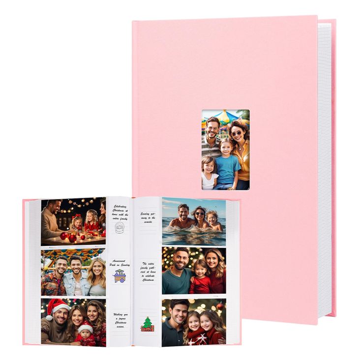 an open photo book with photos on it