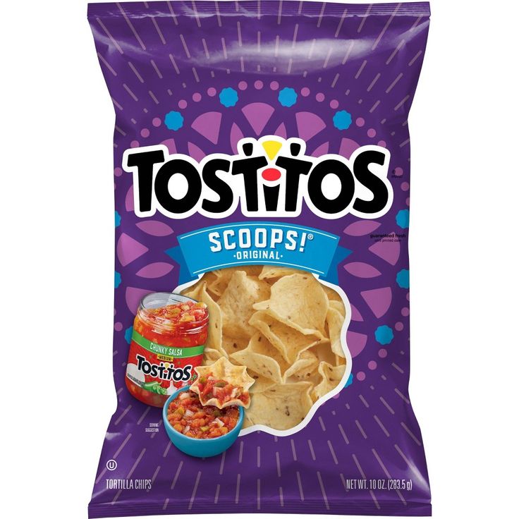 a bag of potato chips with salsa in it