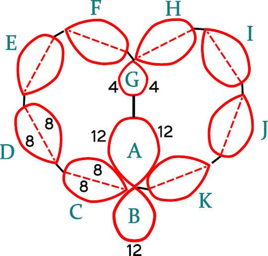 the diagram shows how to draw an interlaced circle with four circles in it