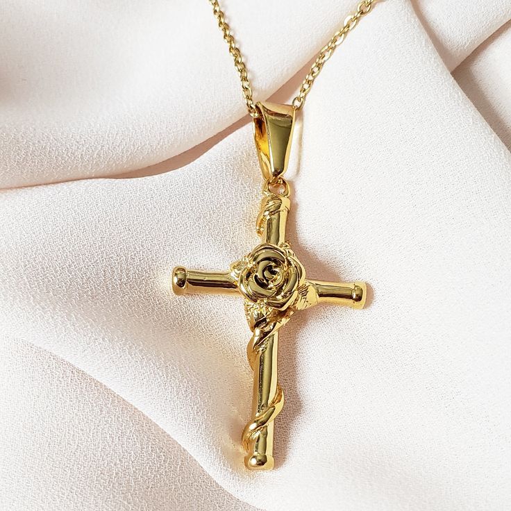 Looking for a gift for your loved one? Shop for the beautiful handmade Rose Wrapped Cross Necklace and other unique pieces today from Gogo Lush. Gold Cross Necklace For Women, Cross Necklace For Women, Expensive Jewelry Luxury, Jewelry Accessories Ideas, Gold Cross Necklace, Expensive Jewelry, Medallion Necklace, Stacked Jewelry, Jewelry Lookbook