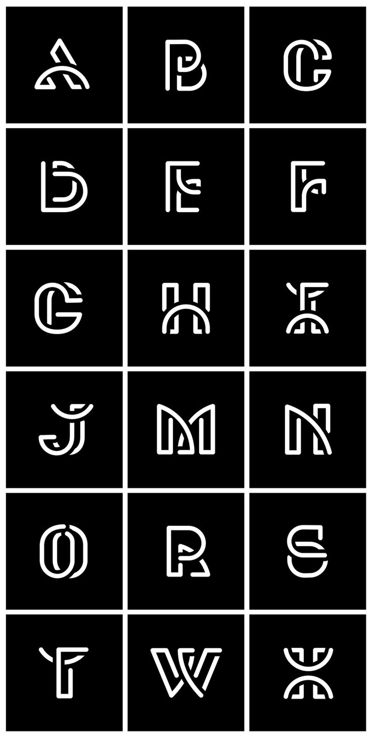 the alphabets and numbers are all in different styles, but one is white on black