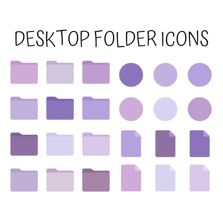 the words desk top folders are shown in purple and grey colors on a white background