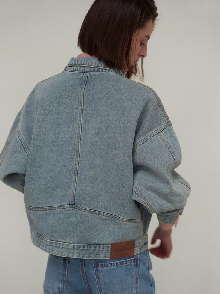 Editor's Notes Vintage style denim jacket that is a modern and attractive style. It is great to style with various of outfits creating a casual mood and easily creates basic design wear as a every day item.- Light colored vintage mood denim jacket- Designed with stitch lines on incision lines- Can be worn by layering materials for a stylish fit- Modern and trendy wear that is great to style - Cropped sleeves as a design point Measurements(in.)One size (xs-m)- Shoulder: 23.22 in.- Chest: 19.29 in. - Sleeve: 16.53 in. - Total length: 23.62 in.*Model info:Height 5' 6'' / Bust 31.5 in. / Waist 24 in. / Hip 35.03 in.Composition & Care- 100% Cotton- Dry clean onlyDesigner- by NICK&NICOLE Everyday Light Wash Long Sleeve Denim Jacket, Recycled Denim Jacket For Spring, Light Wash Relaxed Fit Denim Jacket In Recycled Denim, Light Wash Relaxed Fit Recycled Denim Jacket, Relaxed Fit Medium Wash Recycled Denim Jacket, Relaxed Fit Light Wash Recycled Denim Jacket, Relaxed Fit Washed Denim Jacket In Recycled Denim, Light Wash Relaxed Fit Denim Jacket For Everyday, Trendy Relaxed Fit Faded Denim Jacket