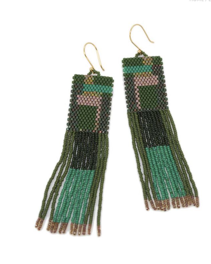 Cutest beaded earrings! Bohemian Rectangular Beaded Earrings With Ear Wire, Elegant Earrings With Colorful Beads For Gift, Unique Green Long Drop Earrings, Green Bohemian Earrings For Everyday, Elegant Green Beaded Drop Earrings, Elegant Green Chandelier Earrings With Colorful Beads, Elegant Green Beaded Chandelier Earrings, Beaded Dangle Chandelier Earrings, Unique Colorful Bead Drop Earrings