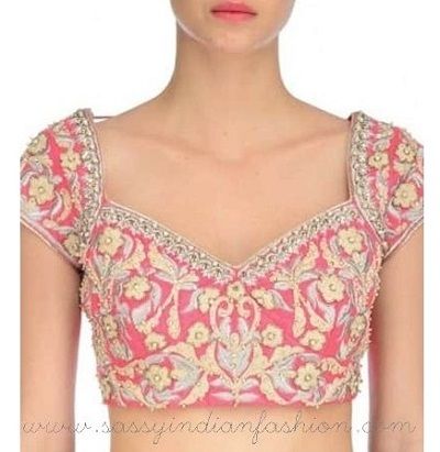 Front Blouse Necks, Blouse Designs For Front Neck, Blouse Front Pattern, Saree Front Blouse Designs Latest, Blouse Back And Front Designs, Front Neck Design For Lehenga Blouse, Blouse Designs Both Front And Back, Both Neck Blouse Design, Lehnga Blouse Designs Back