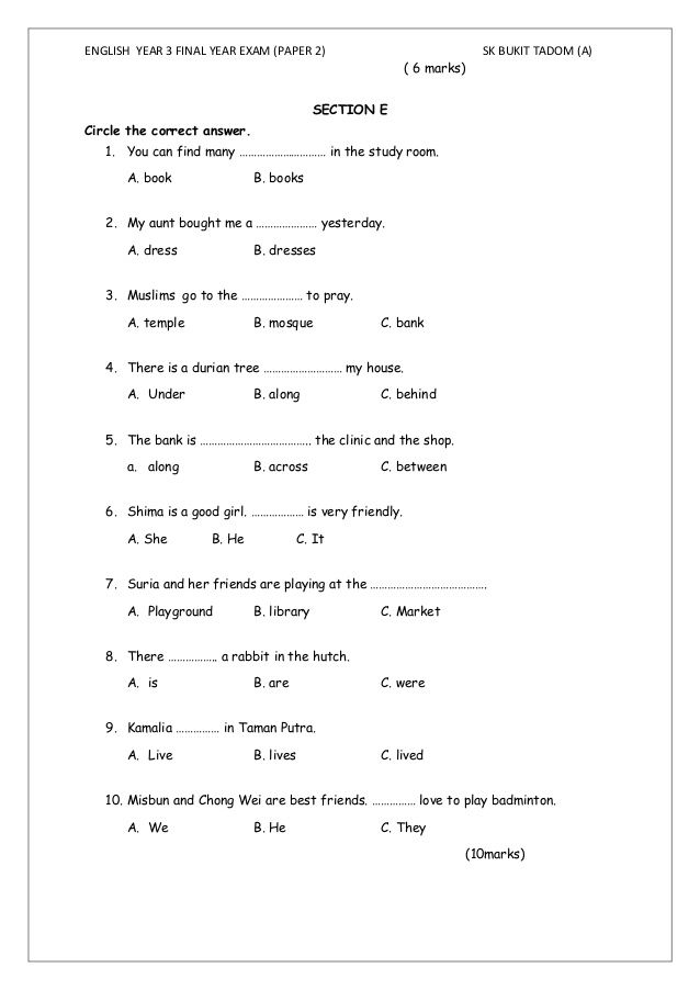 an english worksheet with the words section e and other words on it, including