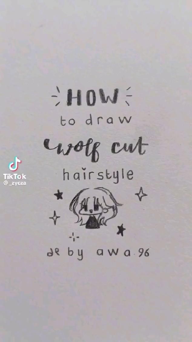 the back side of a piece of paper with writing on it that says how to draw craft cut hairstyle