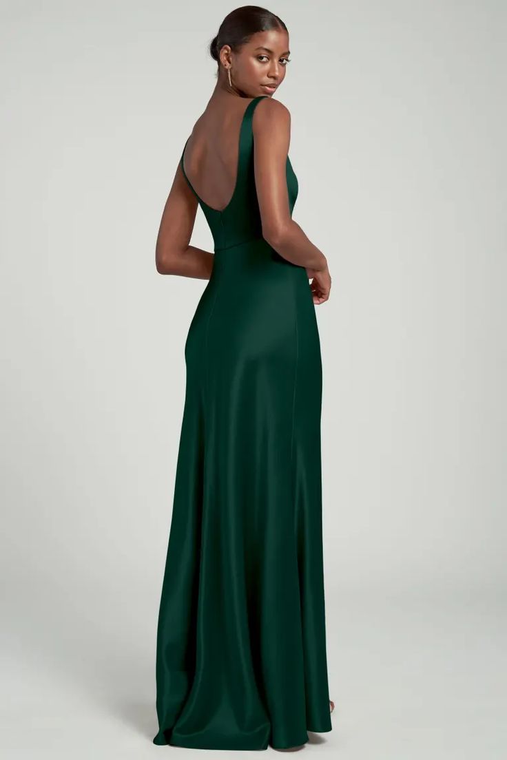 Ariana by Jenny Yoo | Shop Online Now Crepe Bridesmaid Dress, Bias Cut Skirt, Jenny Yoo, Fabric Squares, Square Necklines, Crepe Fabric, Wide Straps, Square Neckline, Black Tie