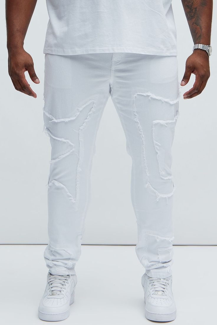 Available In White. Stacked Skinny Fit Stretch Denim Zip Fly Button Closure 5 Pocket Body Fray With Patch Detail Disclaimer: Patch Placement May Vary 98% Cotton 2% Spandex Imported | Mens Got Your Back Patched Stacked Skinny Jeans in White size 40 by Fashion Nova Got Your Back, Back Patch, White Fashion, Your Back, Stretch Denim, White Jeans, Fashion Nova, Jeans Size, Spandex