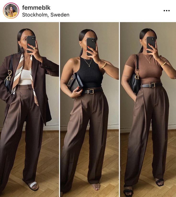 Autumn Work Outfits Black Women, Cute Work Outfits Winter Business Casual, 2023 Casual Style Trends, Shoes For Corporate Attire, Work Outfits With Flare Pants, Trouser With Sneakers Women, Nude Work Outfit, Fall Outfits Women Black Woman Work, Summertime Office Outfits