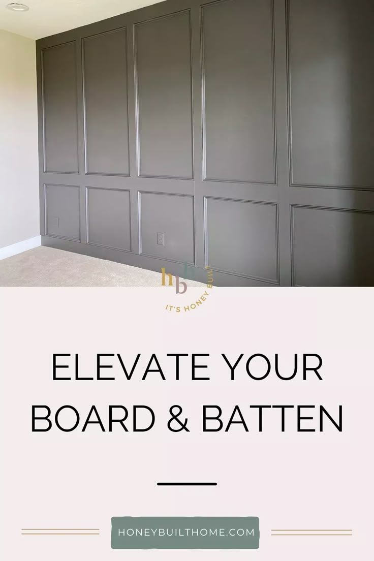 the words elevate your board and batten in front of an image of a room