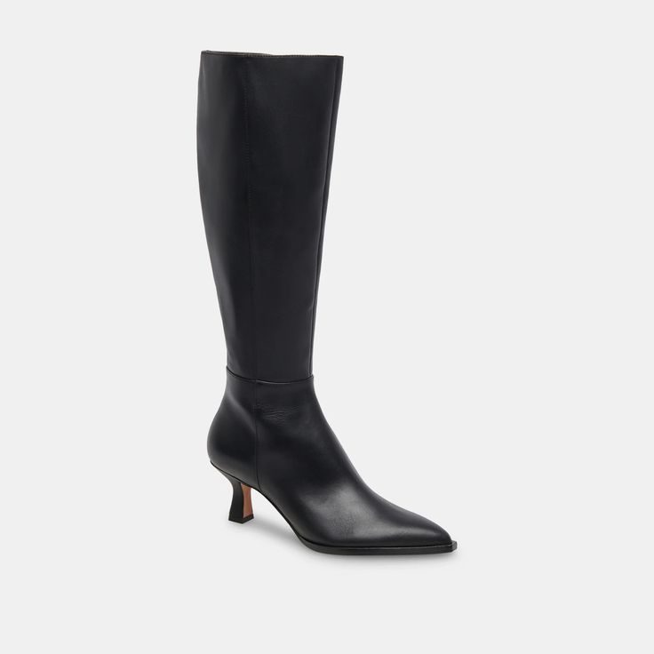 AUGGIE BOOTS BLACK LEATHER – Dolce Vita Calve Boots, Sweater Dresses, Wide Calf Boots, Comfortable Boots, Dolce Vita Shoes, Wide Calf, Wide Boots, Pleated Midi Skirt, Calf Boots