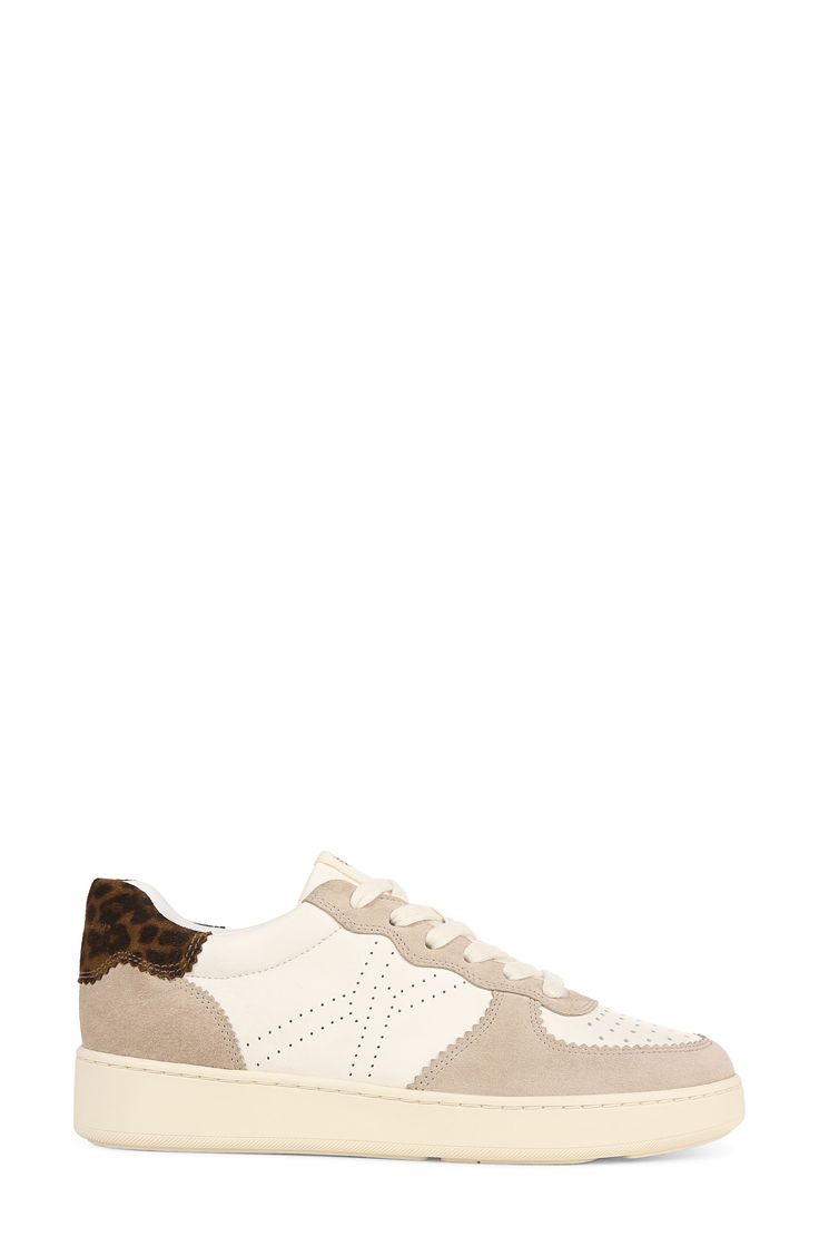 Smooth suede and perforated leather strike a perfect balance on this sporty-chic low-top sneaker. Leather upper and lining/rubber sole Imported White Leopard, Perforated Leather, Veronica Beard, Sporty Chic, Womens Sneakers, Top Sneakers, Leather Upper, Nordstrom, Sneakers