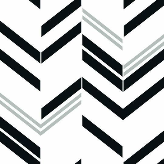 black and white zigzag pattern with diagonal stripes on the bottom, as well as grey lines in the middle