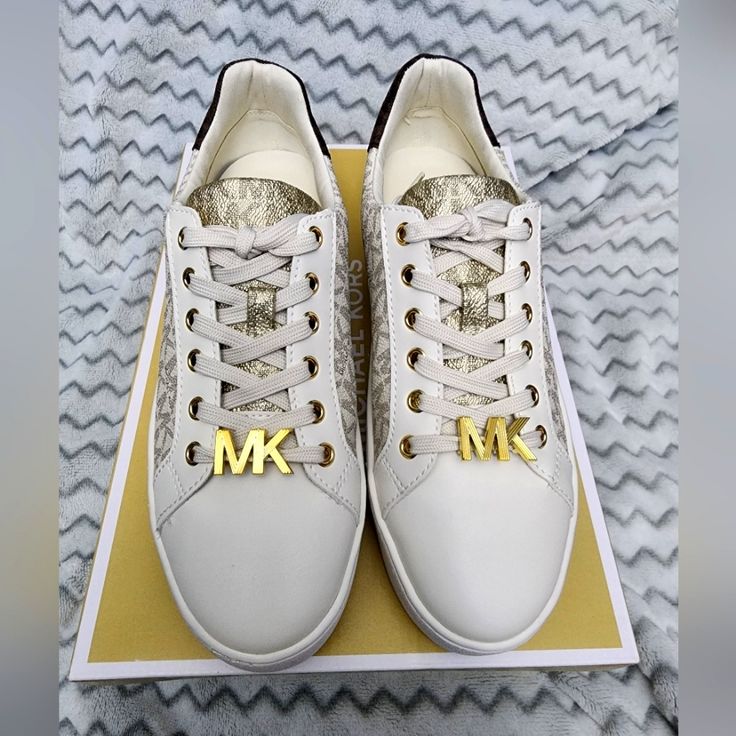 Brand New In A Box. Never Worn!!! Available Sizes 7m Us 7.5m Us White Custom Lace-up Sneakers With Embroidered Logo, Custom White Lace-up Sneakers With Embroidered Logo, Michael Kors White Sole Lace-up Sneakers, Michael Kors White High-top Sneakers, Michael Kors White Slip-on Sneakers, Michael Kors Low-top Sneakers With Branded Heel, Michael Kors Shoes, White Cream, In A Box