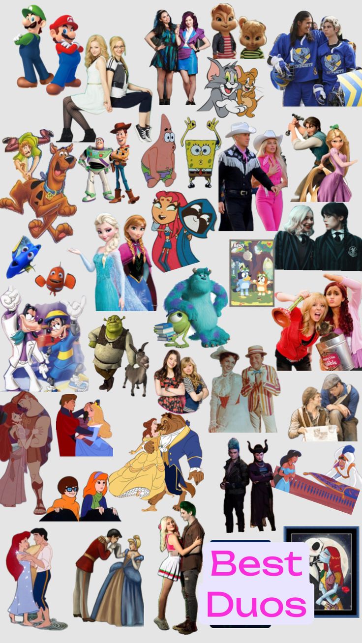 the best duos from disney and pixama are featured in this collage