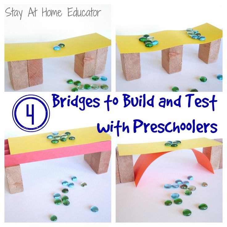 four images show how to build and test with preschoolers