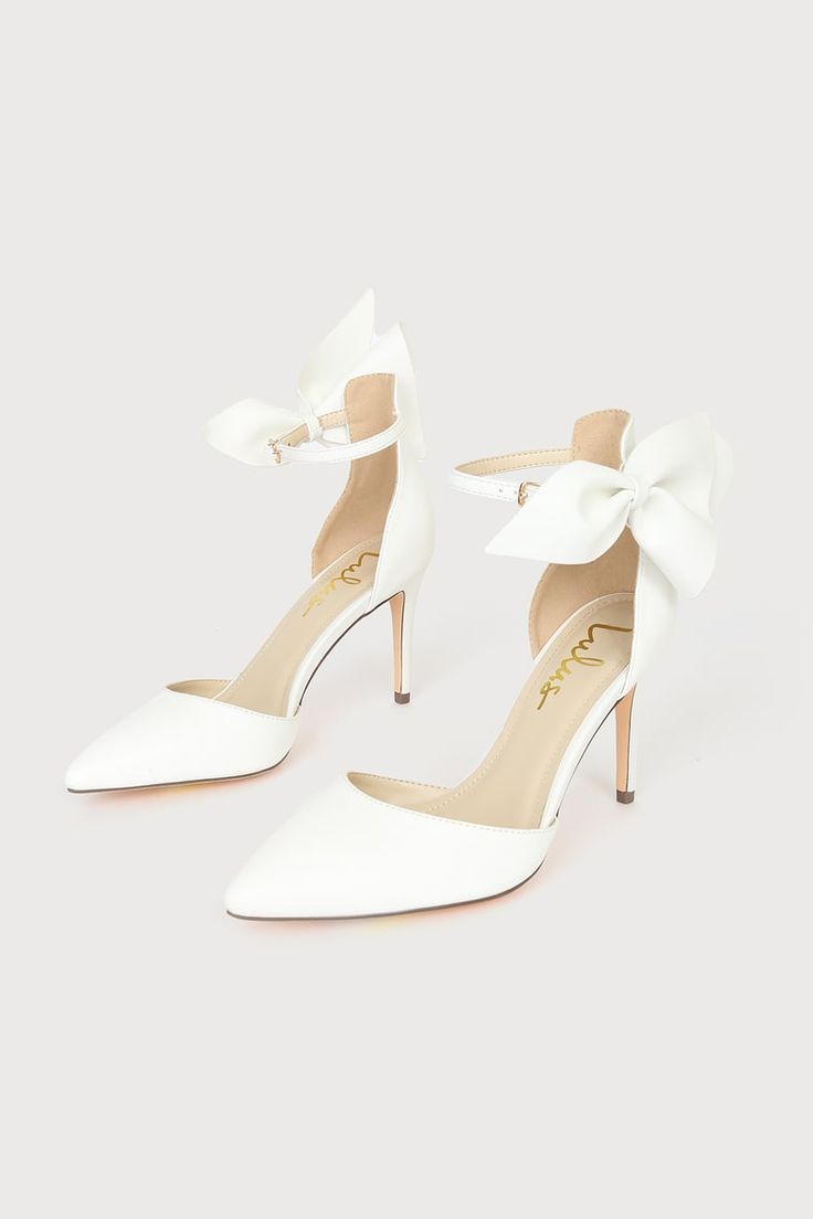 3inch Heels, Heels With A Bow, Comfortable Wedding Heels, Shoes For The Bride, Comfortable Bridal Shoes, White High Heels, Bridal Heels, Bridesmaid Shoes, Fancy Shoes