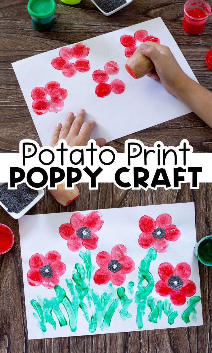 kids are painting poppy flowers with watercolors on paper and then they use them to make