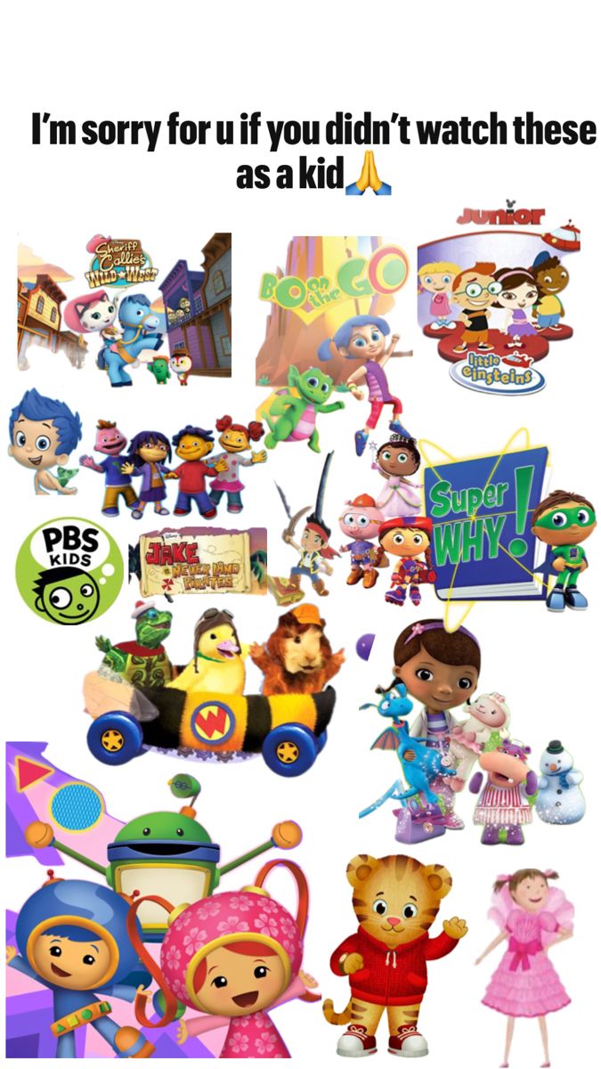 an advertisement for the children's tv show, which features cartoon characters and their names