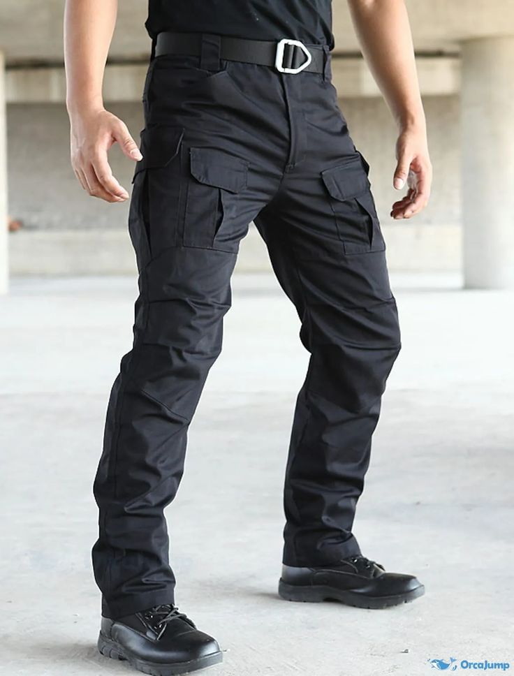 OrcaJump - Tactical Work Pants with Multi-Pocket Design, Straight Leg, Camo Print, Waterproof, Outdoor Sports, Hiking, Casual Military Combat Style Cargo Pants With Functional Pockets For Outdoor, Combat Cargo Pants With Functional Pockets For Outdoor, Black Techwear Work Pants With Pockets, Combat Pants With Cargo Pockets For Outdoor Activities, Black Utility Work Pants With Pockets, Durable Tactical Cargo Pants For Outdoor Activities, Black Techwear Work Pants With Multiple Pockets, Tactical Parachute Pants For Outdoor Activities, Black Utility Work Pants With Cargo Pockets