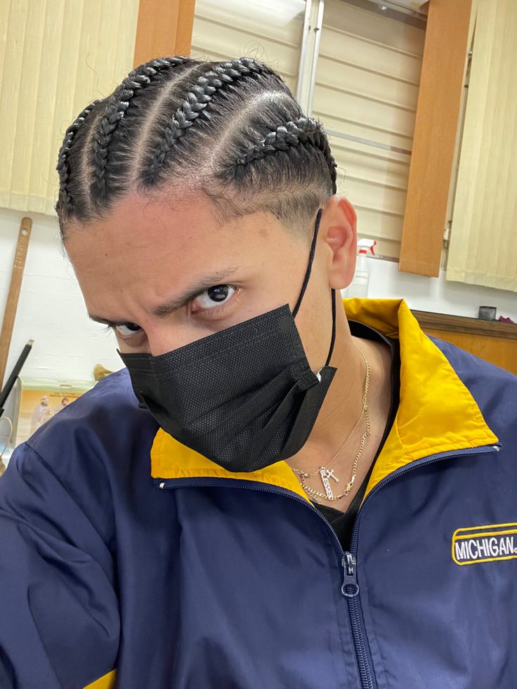 Low Taper Cornrows Men, Mexican Cornrows Men, White Cornrows, Braids With Curls Men, Corn Braids Men, Asian Cornrows, Braids On Guys, Dutch Braids Men, Cornrows Straight Hair