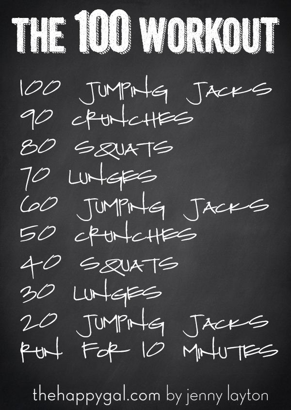 the 100 workout list is written on a blackboard