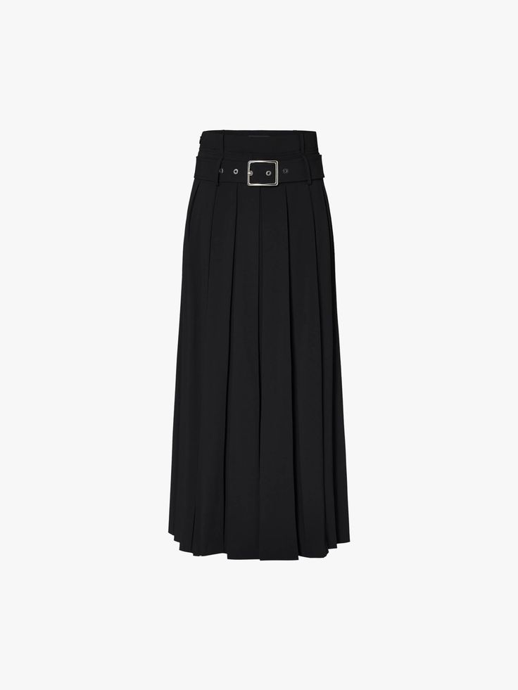 MO&Co. Women's Include Belt Maxi Skirt A transitional wardrobe staple, this maxi skirt is crafted from well-made fabric. The A-line silhouette is both elegant and flattering, while the side pockets and pleated details add functionality and flair. It's offered in classic black, the airy design is completed with a tonal belt for a touch of sophistication. Features : - High waist A-line maxi silhouette- Side slip pockets, pleated design- Belt loops and include the belted Code: MBD1SKT030The back le Classic Flowy Maxi Skirt For Evening, Evening Maxi Skirt With Accordion Pleats, Evening Full Maxi Skirt With Accordion Pleats, Elegant Belted Long Skirt, Evening Accordion Pleats Full Maxi Skirt, Elegant Long Belted Skirt, Formal Pleated Midi Maxi Skirt, Formal Full-length Pleated Maxi Skirt, Formal Midi Pleated Maxi Skirt