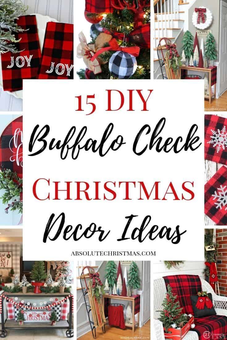 buffalo check christmas decor ideas with text overlay