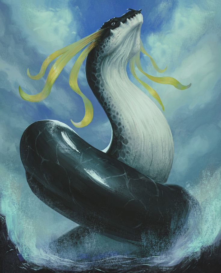 a painting of a mermaid sitting on top of a black boat in the ocean with yellow hair