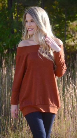 Shay Off Shoulder Top, Rust Trendy Off-shoulder Long Sleeve Top For Fall, Oversized Off-shoulder Loungewear Top, Casual Off-shoulder Sweater For Loungewear, Trendy Long Sleeve Off-shoulder Top For Fall, Trendy Fall Off-shoulder Long Sleeve Top, Cozy Solid Tops For Fall, Chic Cotton Off-shoulder Top For Fall, Casual Off-shoulder Long Sleeve Top For Winter, Trendy Off-shoulder Top For Fall