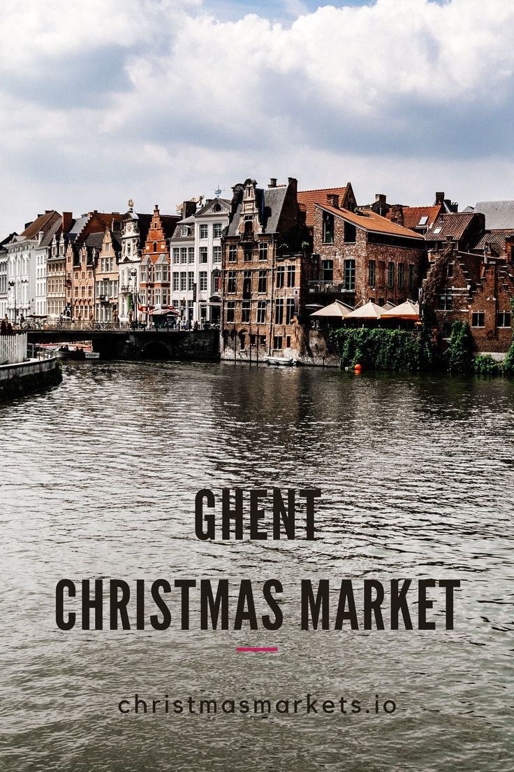 there are many buildings along the water with text overlay that reads genet christmas market