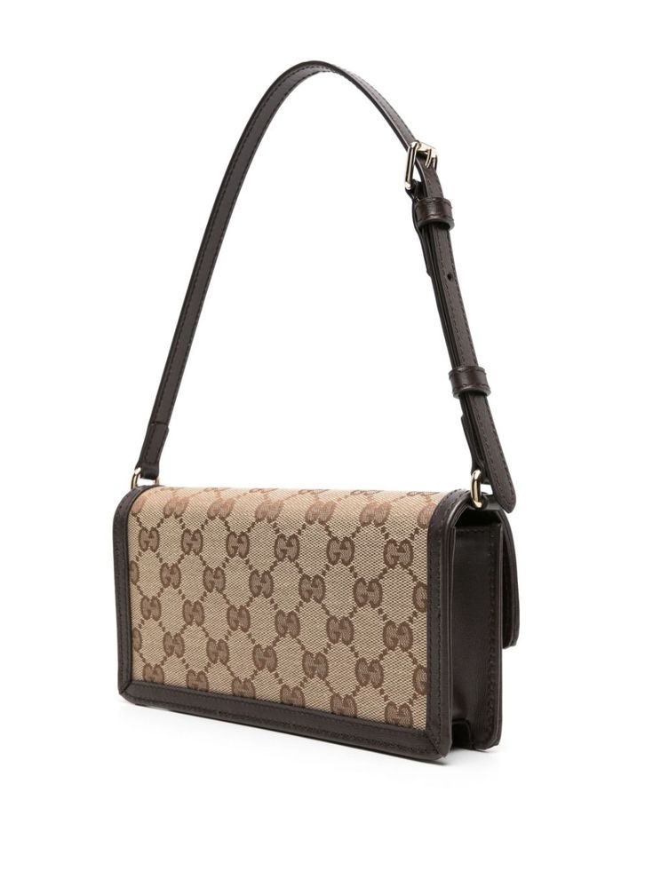 Gg motif mini bag by Gucci. This item is in size UNI and the color is Beige Brown Monogram Canvas Square Shoulder Bag, Square Brown Monogram Canvas Shoulder Bag, Classic Monogram Canvas Pouch Shoulder Bag, Brown Monogram Canvas Rectangular Shoulder Bag, Classic Monogram Canvas Clutch Bag, Gucci Shoulder Bag With Detachable Strap In Monogram Canvas, Gucci Monogram Canvas Shoulder Bag With Detachable Strap, Luxury Brown Pouch Baguette Bag, Luxury Brown Baguette Bag Pouch