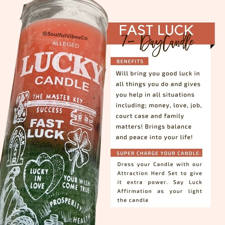 an advertisement for lucky candle with instructions on how to use it