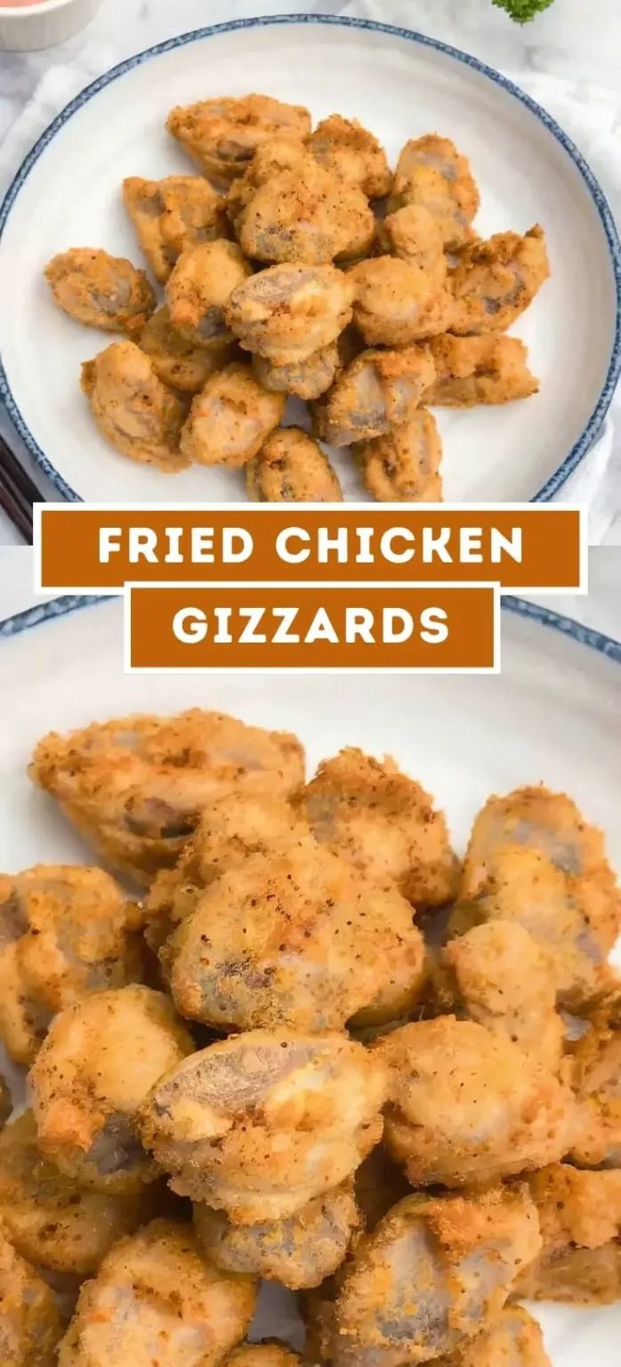 fried chicken gizzards on a white plate