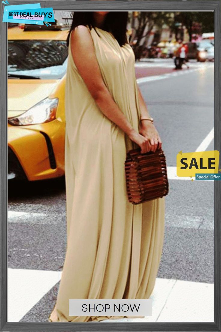 Solid O Neck Sleeveless Maxi Dress Color Pick, Sleeveless Maxi Dress, Maxi Dress