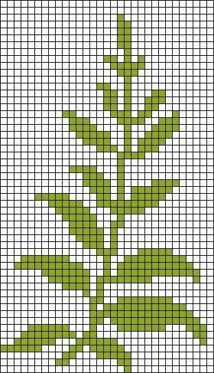 a cross stitch christmas tree with green leaves