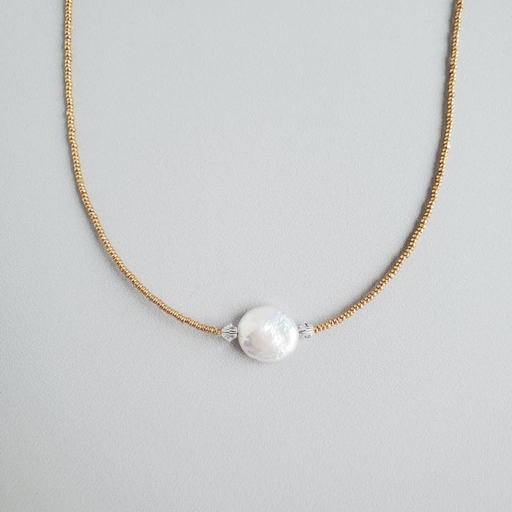 TORI coin pearl seed bead necklace Everyday 14k Gold-filled Yellow Gold Pearl Necklace, Handmade 14k Gold-filled Elegant Pearl Necklace, Handmade Elegant 14k Gold-filled Pearl Necklace, Adjustable Delicate 14k Gold-filled Pearl Necklace, Rose Gold 14k Gold-filled Necklace With Pearl Pendant, Freshwater Pearl Jewelry, Jewelry Aesthetic, On Phone, Coin Pearls