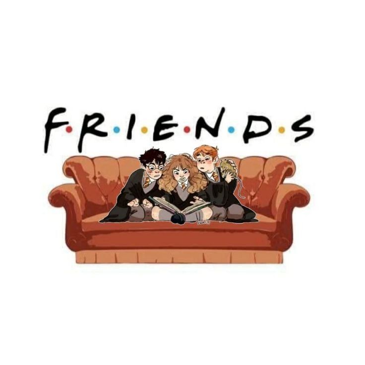 friends sitting on a couch with the words friends above them