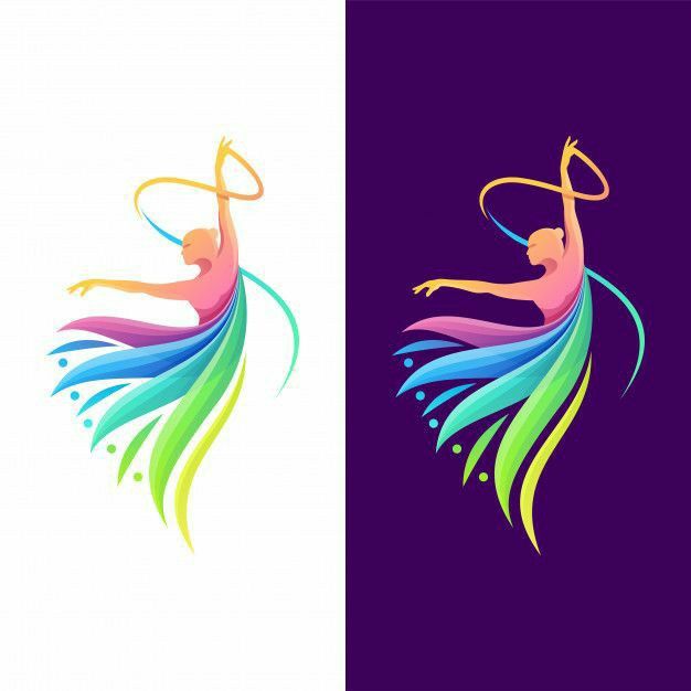 two logos with the image of a woman holding a hula hoop in her hands