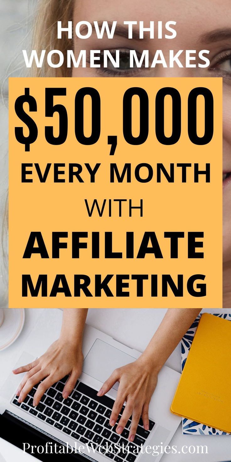 a woman typing on her laptop with the words how this women makes $ 50, 000 every month with affiliate marketing