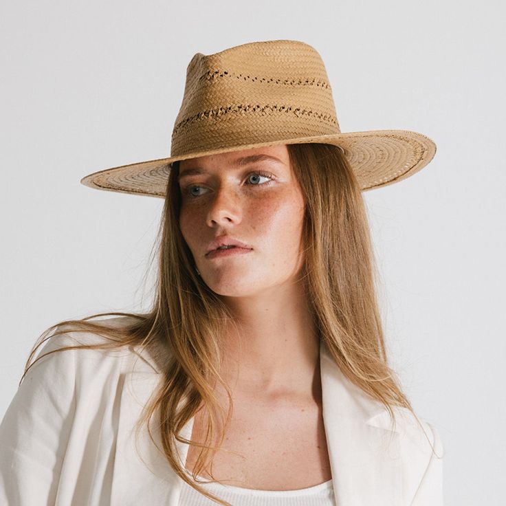 A modern approach to a classic fedora style, featuring delicate venting details + made of fine paper straw, intricately woven for an elevated yet effortless look. Fedora Style, Effortless Look, Paper Straws, Fedora, Straw, Honey