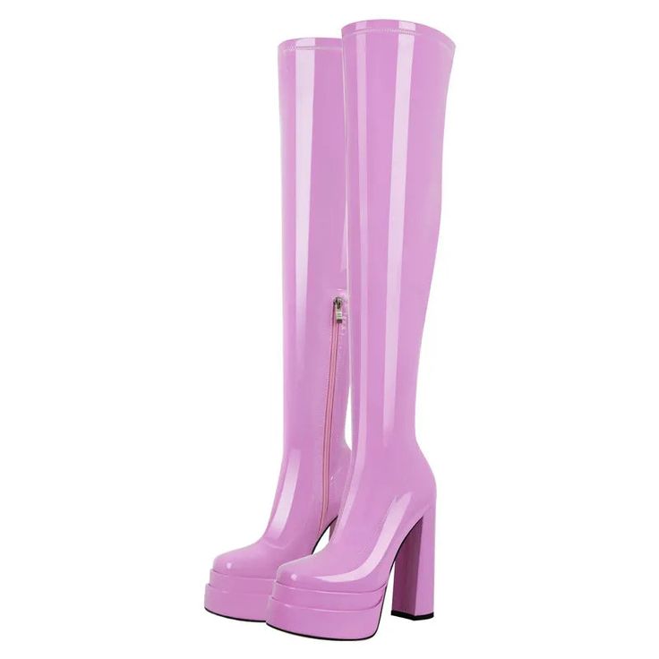 Women Platform Thick High Heels Square Toe Side Zipper Punk Style Over The Knee High Fashion Big Size Boots Boot Type: Modern Boots Shaft Material: Patent Leather Outsole Material: RUBBER Upper Material: Patent Leather Origin: Mainland China Season: Winter Insole Material: Short Plush Heel Type: Square heel Lining Material: Artificial Fluf Boot Height: Knee-High Item Type: BOOTS Fashion Element: zipper Department Name: ADULT Toe Shape: Square toe Heel Height: Super High (8cm-up) With Platforms: Yes Platform Height: 3-5cm Style: Punk is_handmade: Yes Pattern Type: Solid Model Number: 1005004702489944 Fit: Fits true to size, take your normal size Closure Type: ZIP Heel Height: 14-15CM Platform Height: 6-7 CM Important Note（size) 1.Please noted size will have 1-5mm error as handmade.onlymaker High Heel Stiefel, Modern Boots, Hip Pads, Punk Aesthetic, Barbie Gowns, Square Toe Heels, Chunky High Heels, Style Punk, Aesthetic Shoes